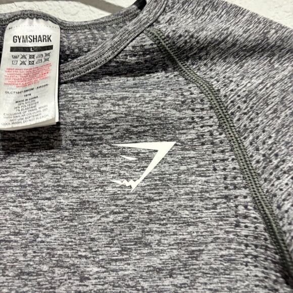 Gymshark Women's Cropped Top Gray Large Solid Seamless Long Sleeve Round Neck - Picture 5 of 9